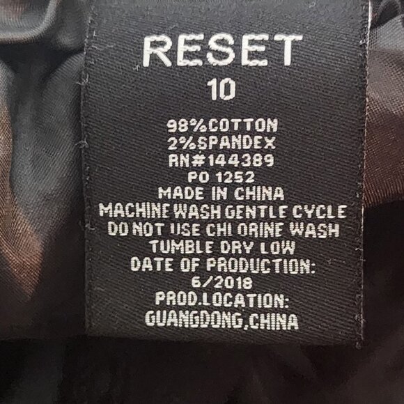 Reset Moto Black Straight Leg Zip Pocket Detail Cotton Span Stretch Jeans Sz 10 - Picture 15 of 16